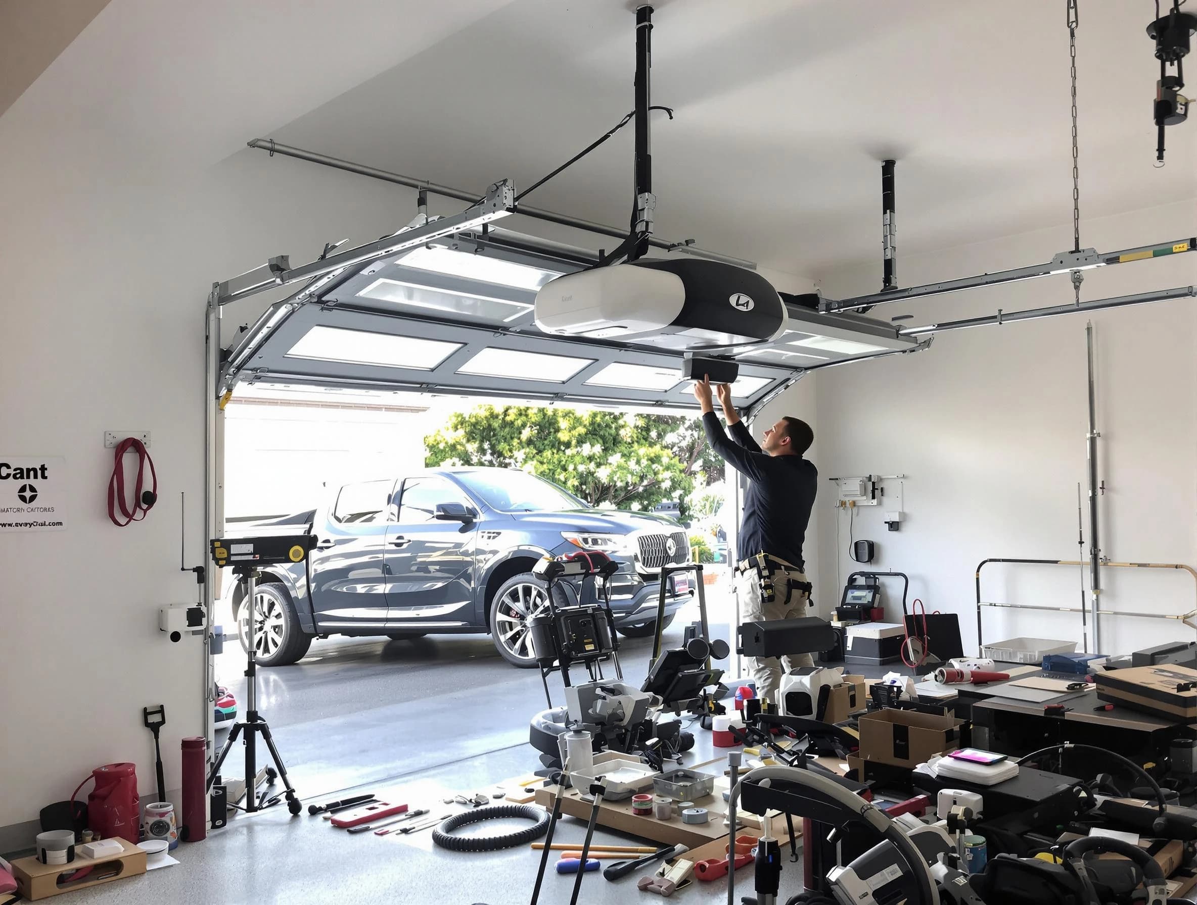 Hillsborough Garage Door Repair specialist installing smart garage door opener system in Hillsborough home