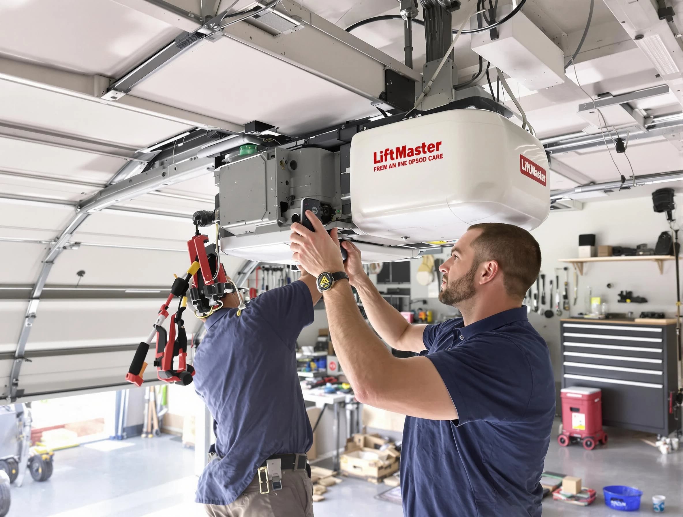 Hillsborough Garage Door Repair technician performing advanced diagnostics on garage opener in Hillsborough