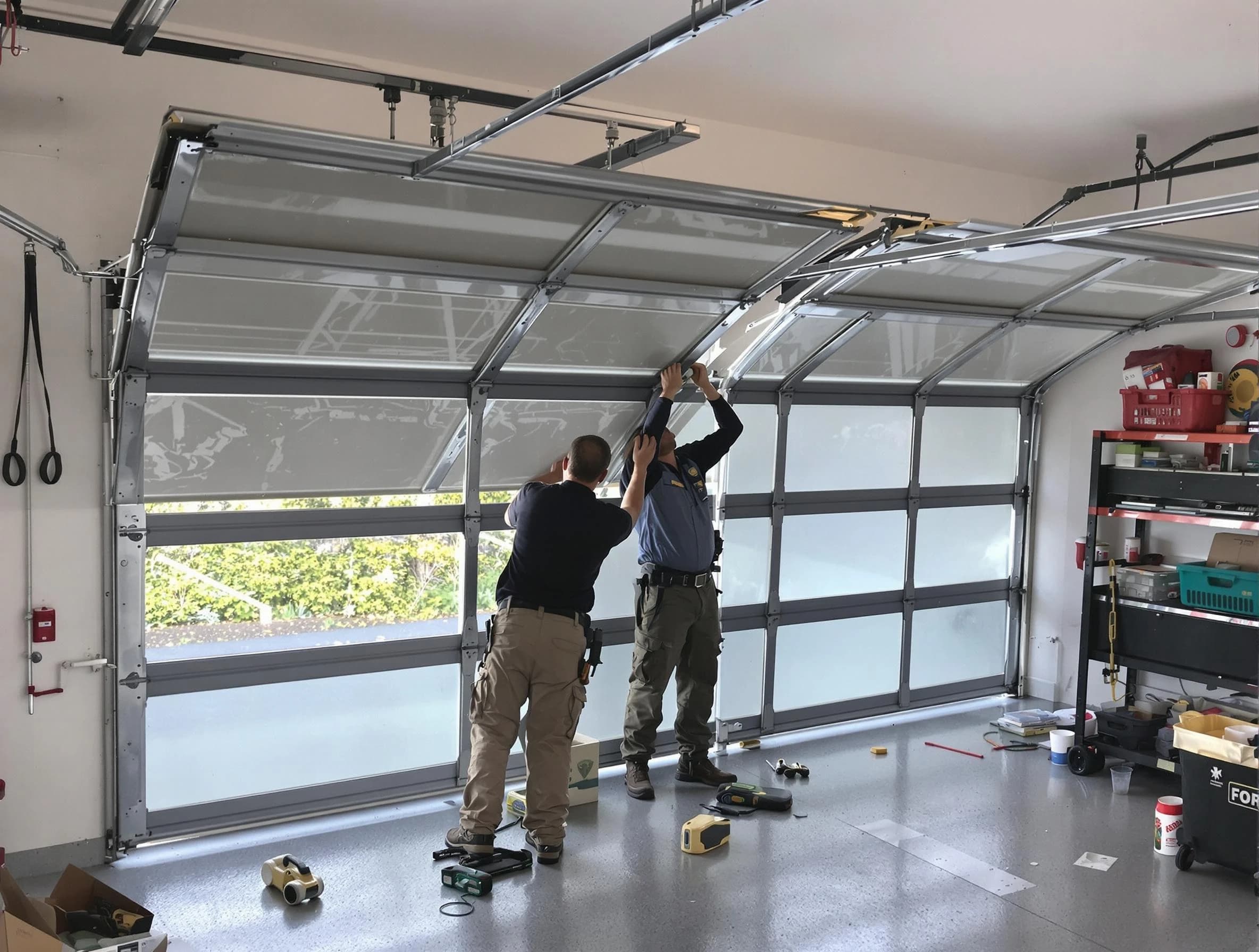 Hillsborough Garage Door Repair expert performing precise panel replacement on Hillsborough garage door