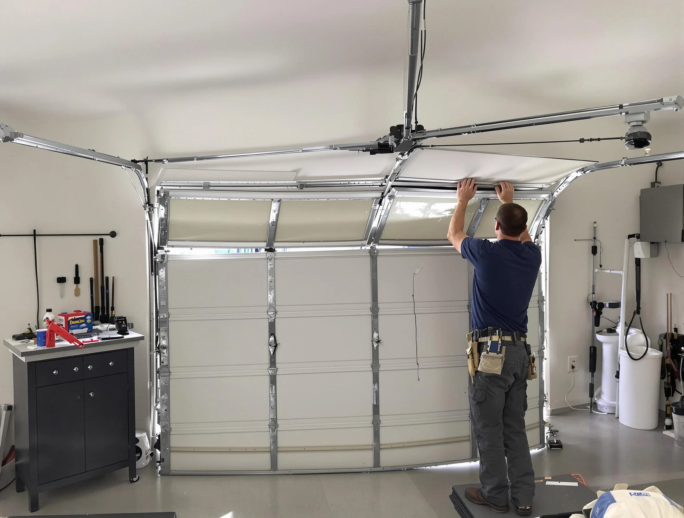 Hillsborough Garage Door Repair specialist performing precise section replacement on Hillsborough garage door